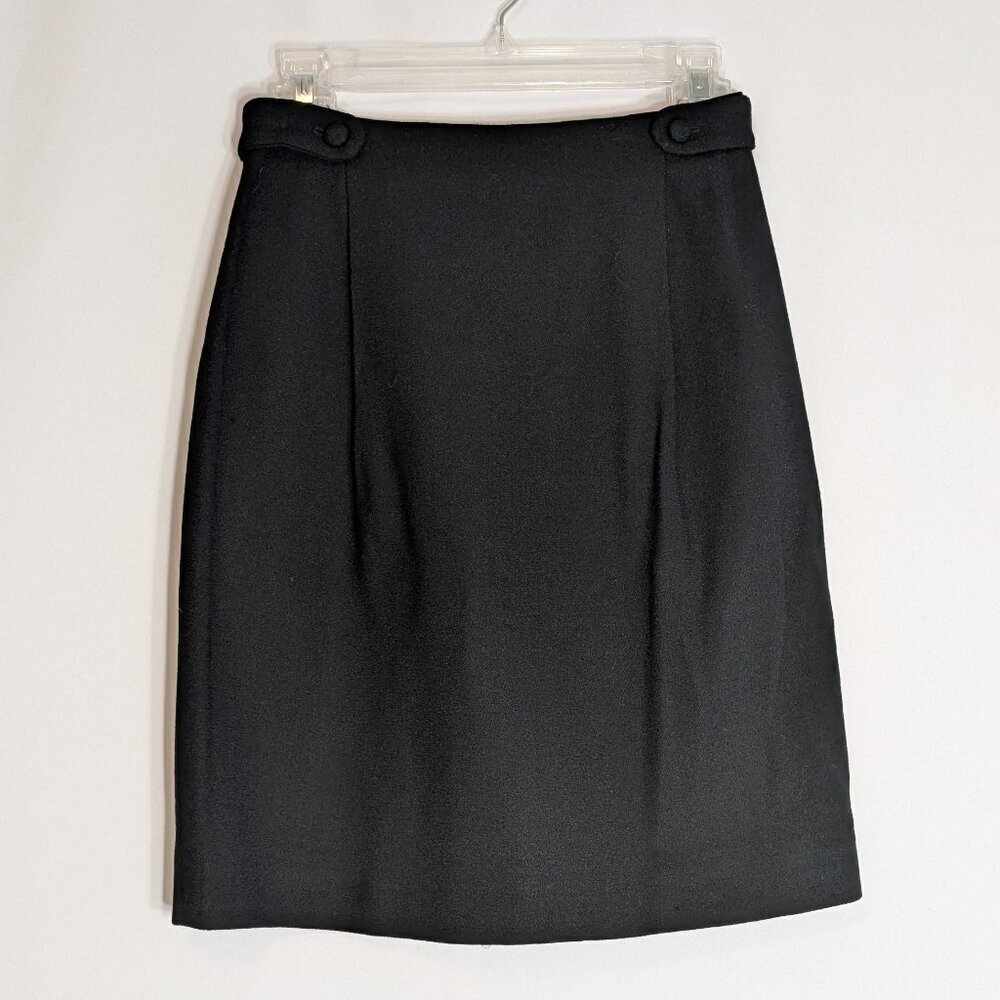 TALBOTS Petites, 100% Pure Wool Short Black Pencil Skirt; Back Zipper; Size 4P